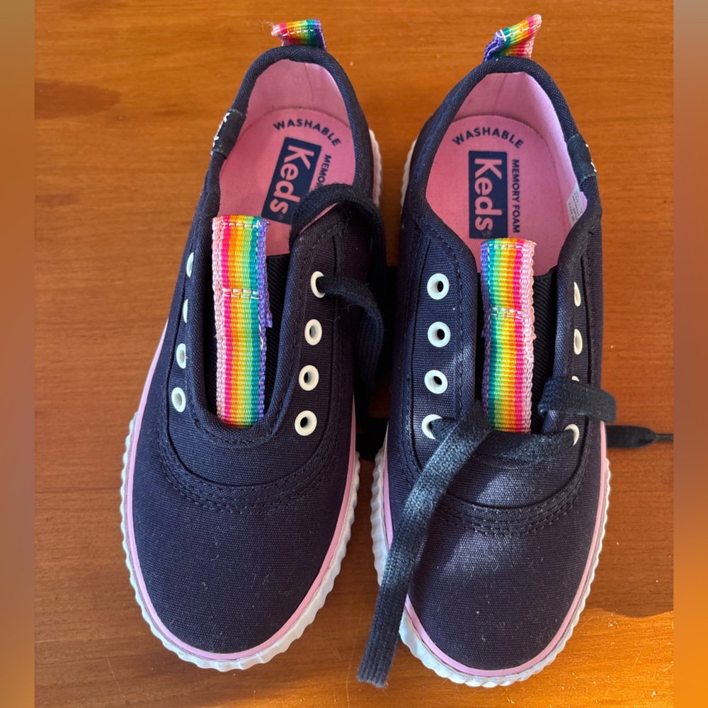 Keds new navy rainbow sneakers girls 13